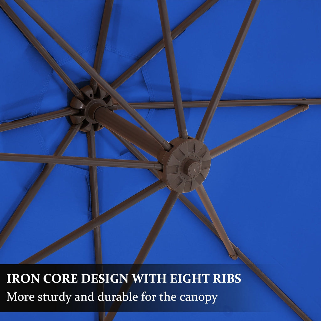 10ft Steel Crank Lift Hanging Offset Cantilever Umbrella