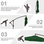 10ft Steel Crank Lift Hanging Offset Cantilever Umbrella