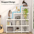 Bibliothèque échelle à 12 étagères, bibliothèque d'angle industrielle