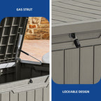 Coffre de pont verrouillable en résine résistant à l'eau de 120 à 260 gallons