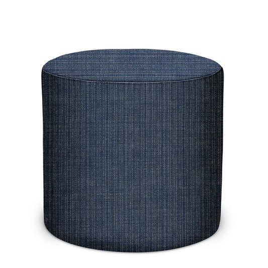 Pouf intérieur/extérieur en toile tissée indigo de Peter Dunham Textiles