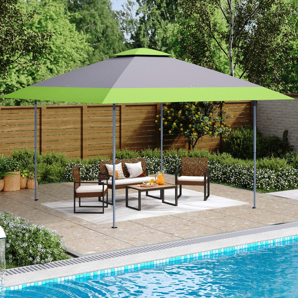 Gazebo de jardin renforcé escamotable avec rideau d'angle élégant - 13 x 13 pi