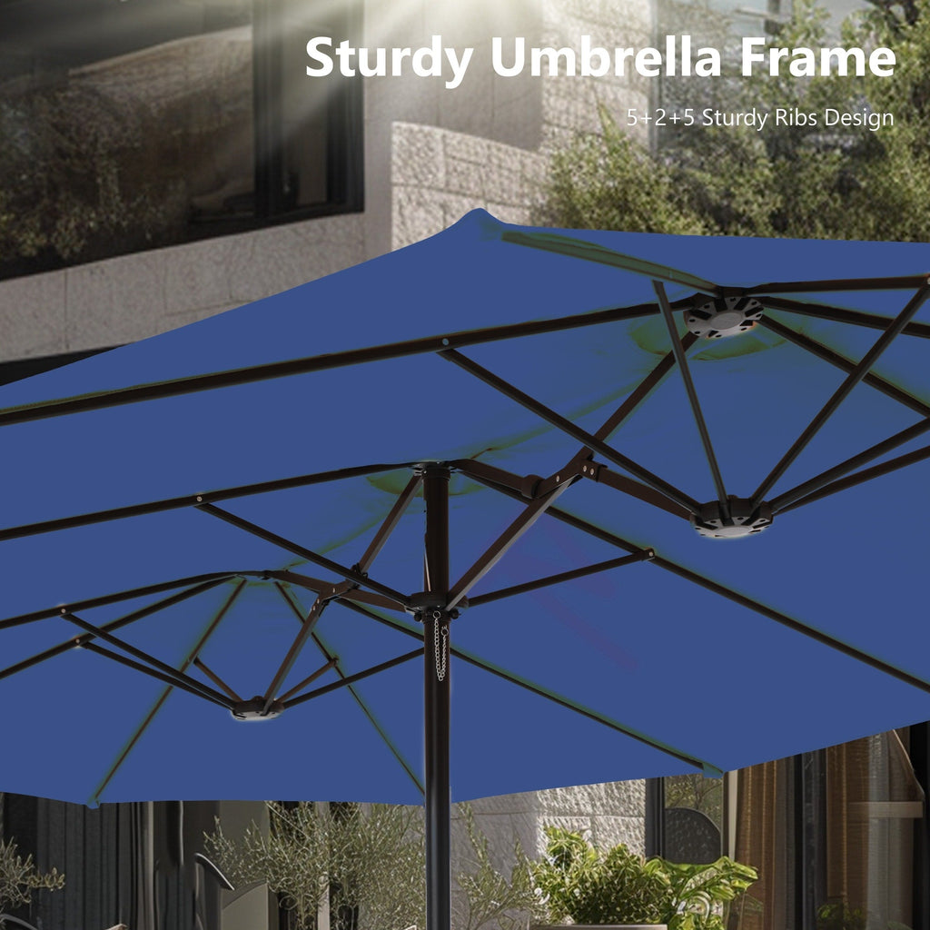 Parasol double extra large de 15 pieds pour patio double face de MAISON ARTS avec base incluse