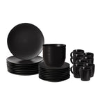 16 PC Dinnerware Dish Set for 4 Person | Mugs, Salad and Dinner Plates and Bowls Sets, Chip and Crack Resistant, Matte Black