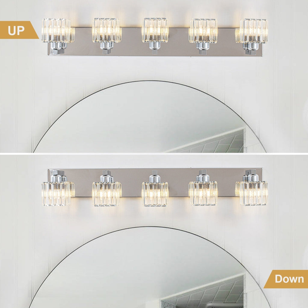 2/3/4/5 Light Bathroom Vanity Light Wall Sconce with Crystal Shade