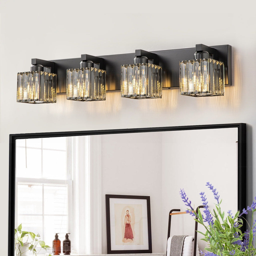 2/3/4/5 Light Bathroom Vanity Light Wall Sconce with Crystal Shade