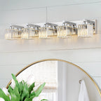 2/3/4/5 Light Bathroom Vanity Light Wall Sconce with Crystal Shade