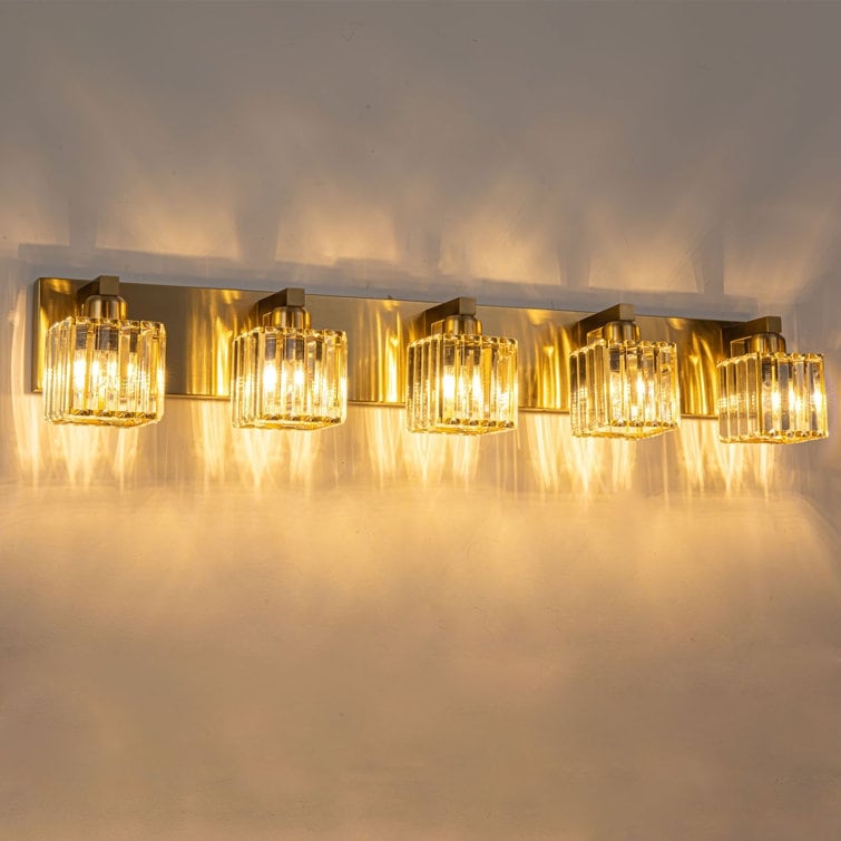 2/3/4/5 Light Bathroom Vanity Light Wall Sconce with Crystal Shade
