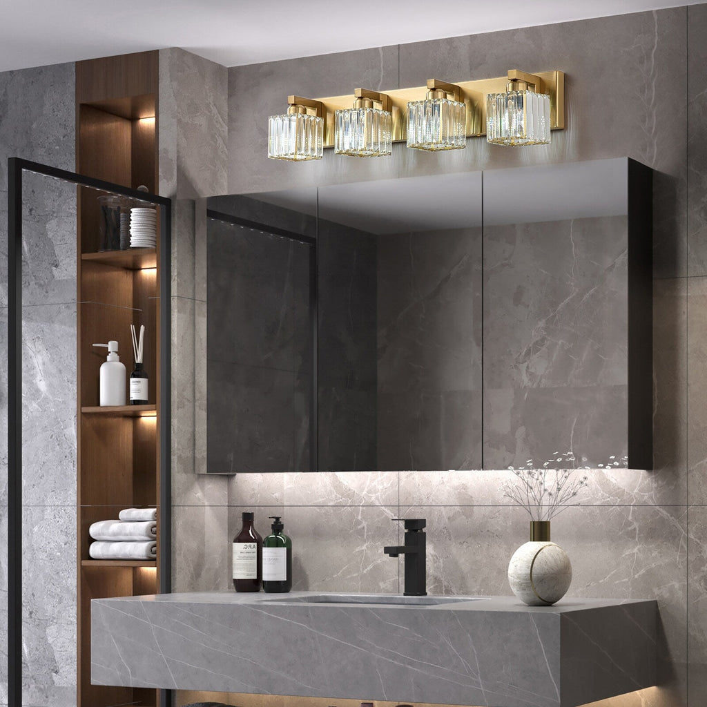 2/3/4/5 Light Bathroom Vanity Light Wall Sconce with Crystal Shade