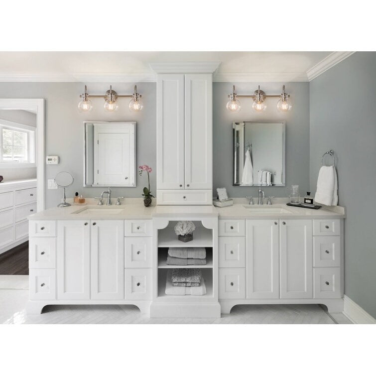 Applique murale de salle de bain à 2/3 lumières avec abat-jour en verre