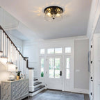 2-Light Flush Mount Ceiling Light with Clear Hammered Glass