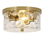 2-Light Flush Mount Ceiling Light with Clear Hammered Glass