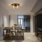 2-Light Flush Mount Ceiling Light with Clear Hammered Glass