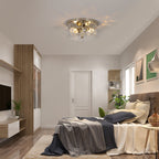 2-Light Flush Mount Ceiling Light with Clear Hammered Glass