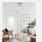 2-Light Flush Mount Clear Glass Ceiling Light with Metal Frame