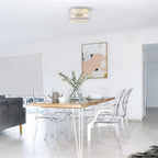 2-Light Flush Mount Clear Glass Ceiling Light with Metal Frame