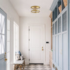 2-Light Flush Mount Clear Glass Ceiling Light with Metal Frame