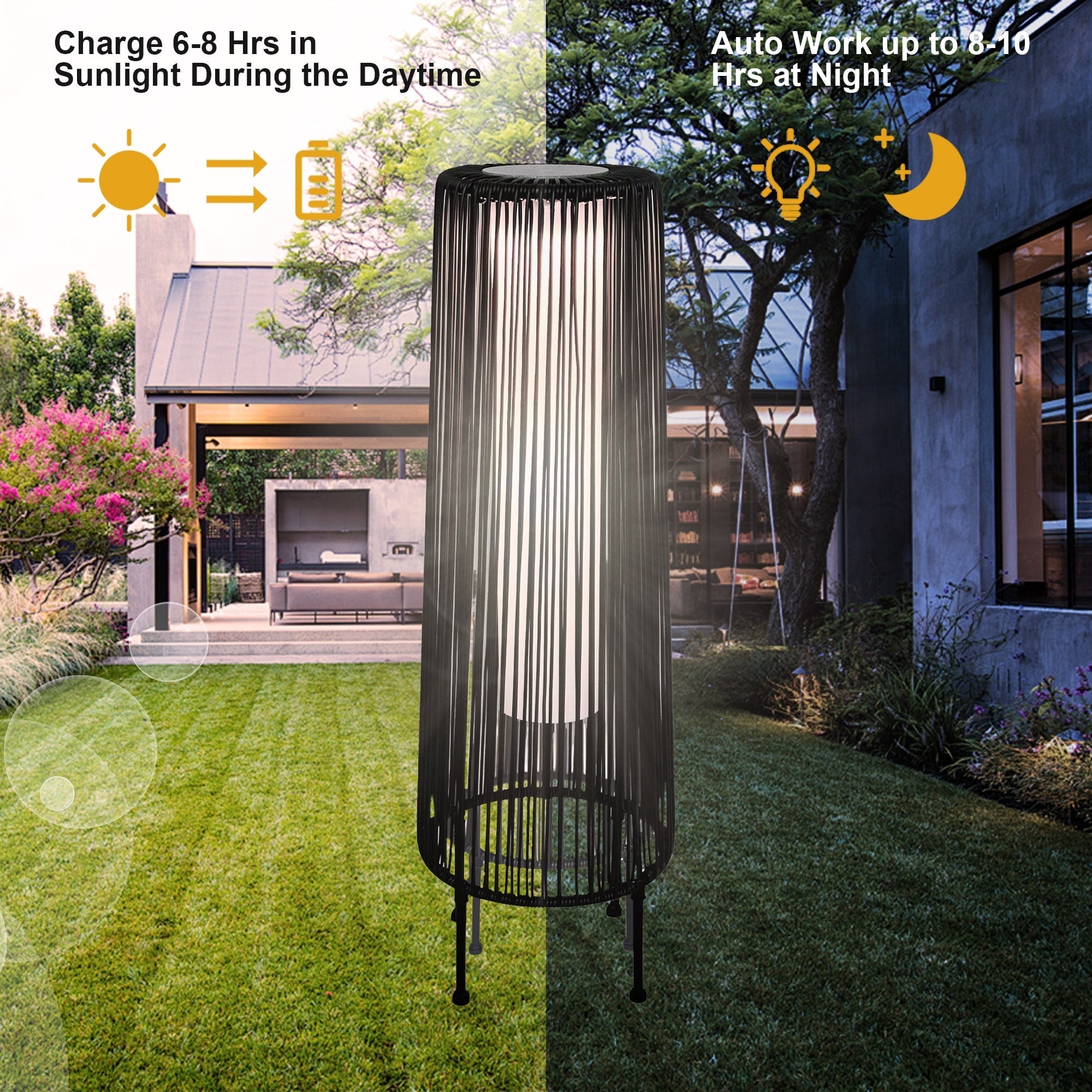 2 Pack Outdoor Solar Light Floor Lamps