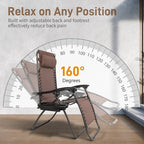 2-Piece Zero Gravity Lounge Chair Portable Folding Chairs with Cup Holder