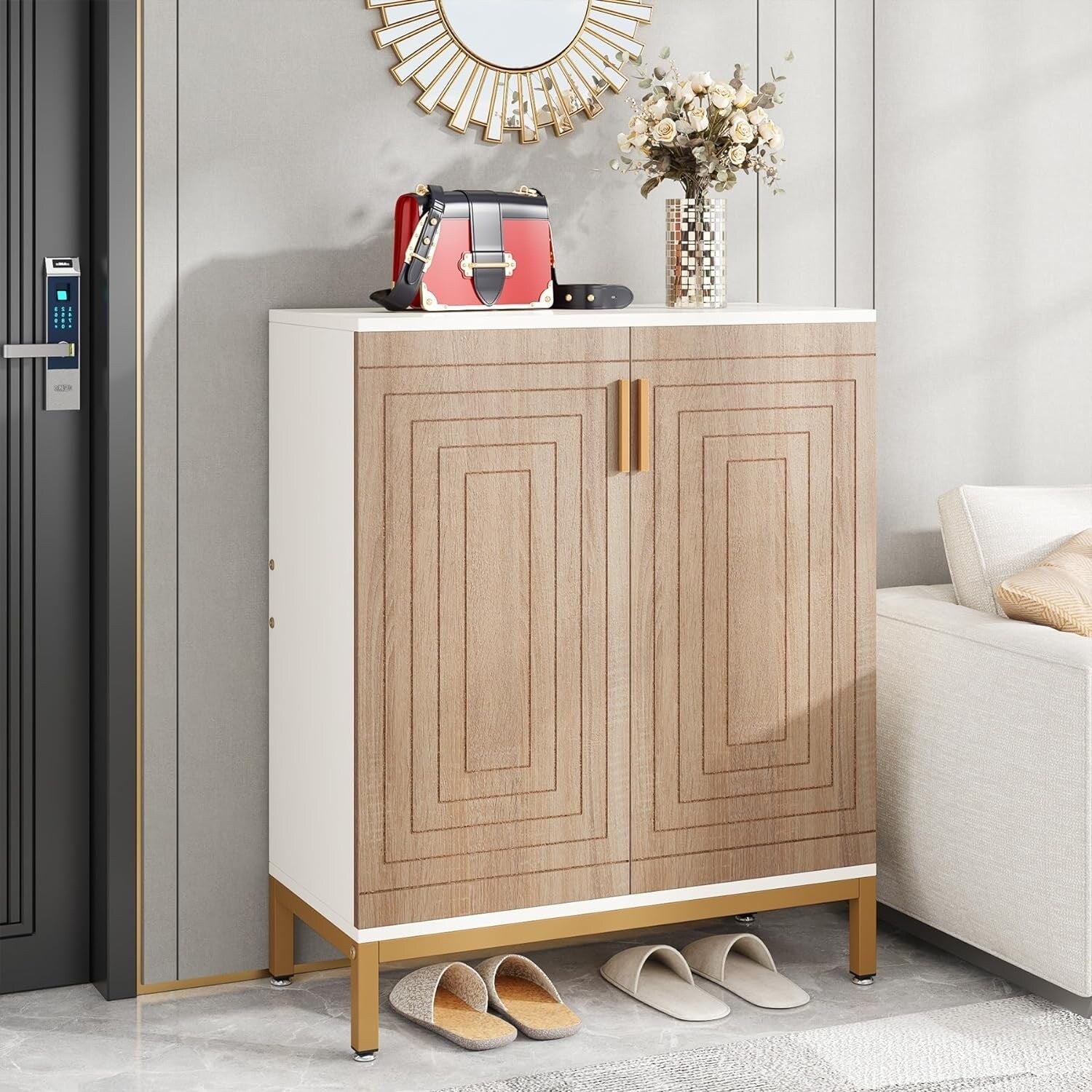 Meuble de rangement à chaussures moderne avec portes, 20 paires, 6 niveaux, pour entrée