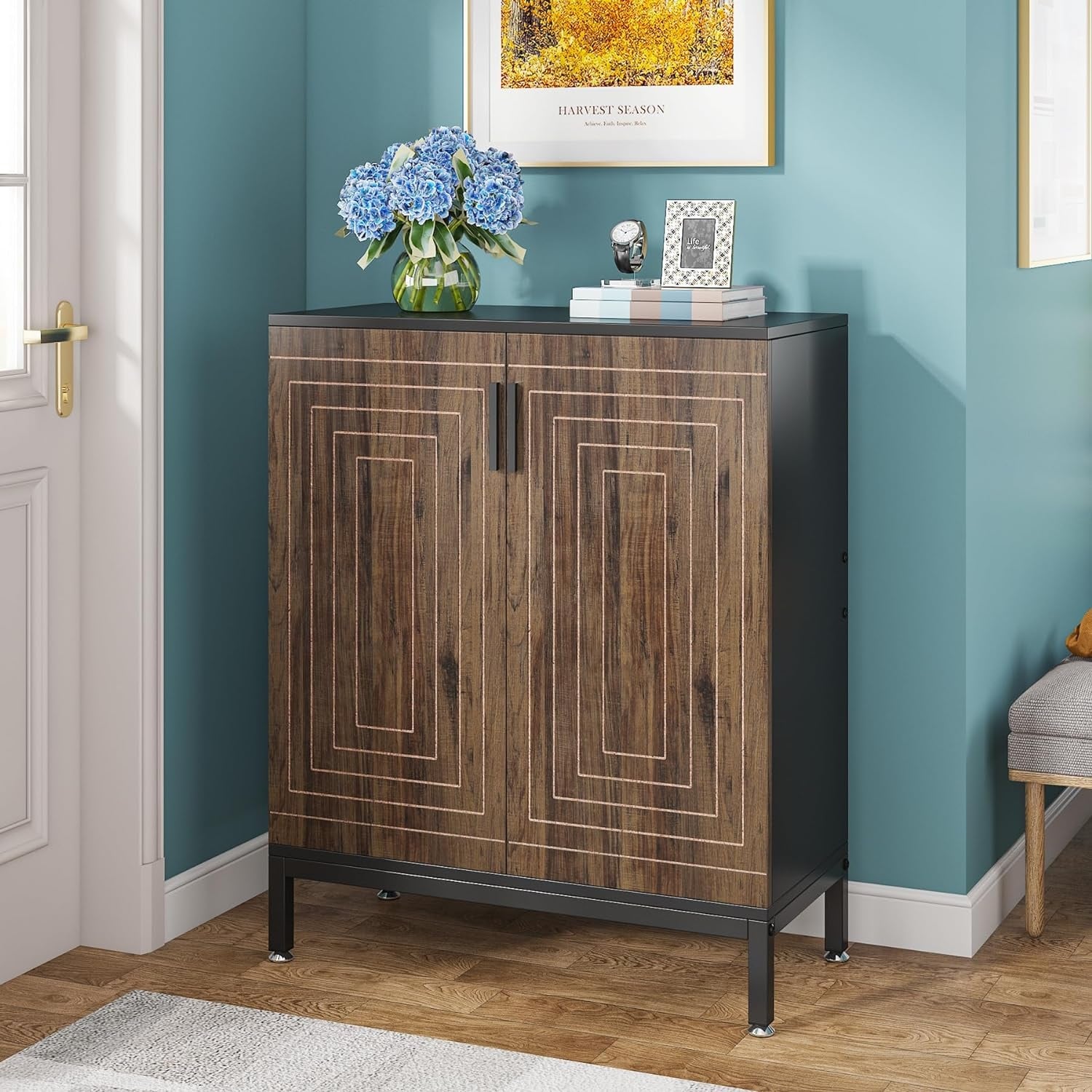 Meuble de rangement à chaussures moderne avec portes, 20 paires, 6 niveaux, pour entrée