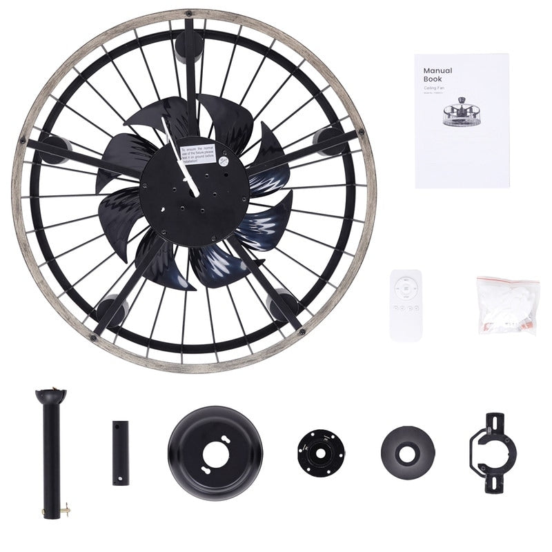 Ventilateur de plafond à profil bas de 20 po, style ferme moderne, finition bois, avec éclairage et télécommande