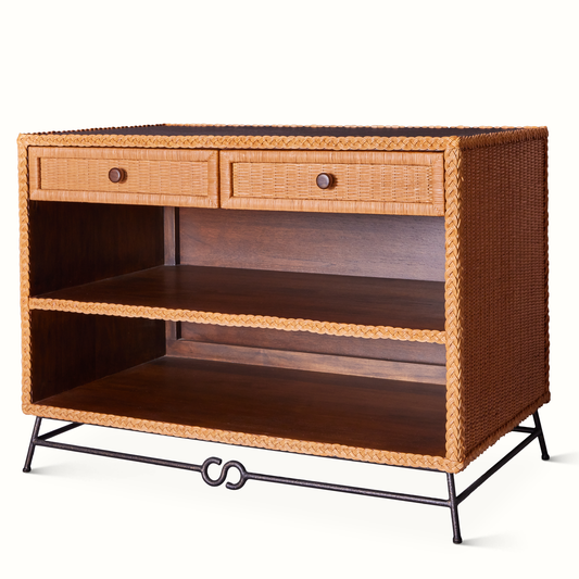 Grande table de chevet en osier