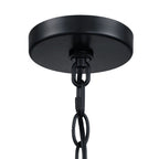 Lustre suspendu noir mat à 4 lumières de 22 po avec abat-jour tambour blanc - 22 W