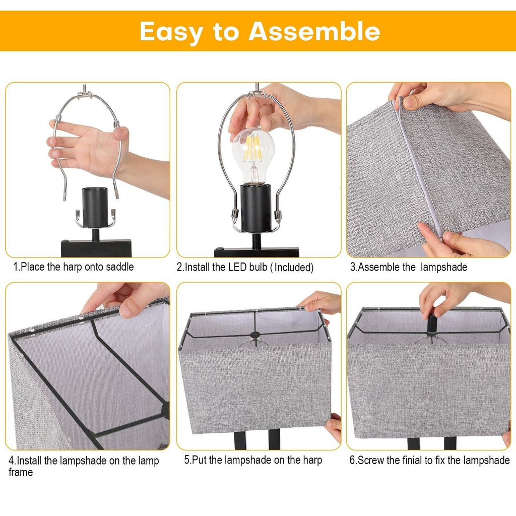 22 Gray USB Table Lamp Set With Touch Control