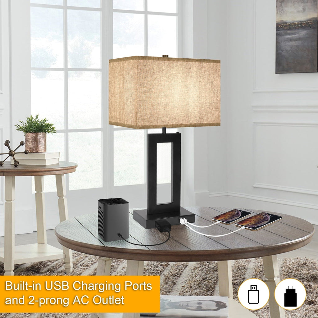 22 Gray USB Table Lamp Set With Touch Control