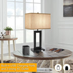 22 Gray USB Table Lamp Set With Touch Control