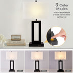 22 Gray USB Table Lamp Set With Touch Control