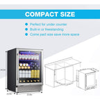 Réfrigérateur à boissons de 24 pouces, refroidisseur à vin intégré, mini-réfrigérateur