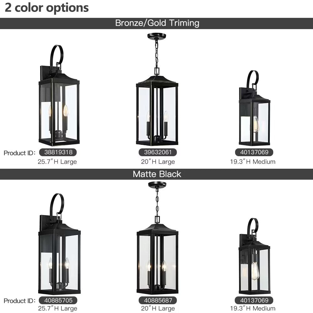 25.7H 2-Light Large Outdoor Bronze Exterior Wall Lantern Sconce Light