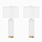 Lot de 2 lampes de table USB blanches en céramique