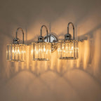 3/ 4-Light Modern Glam Crystal Dimmable Bathroom Vanity Light Linear Wall Light