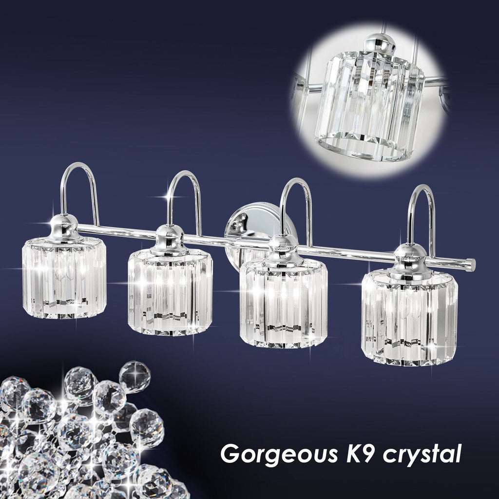 3/ 4-Light Modern Glam Crystal Dimmable Bathroom Vanity Light Linear Wall Light