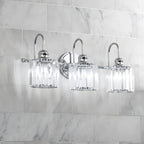 3/ 4-Light Modern Glam Crystal Dimmable Bathroom Vanity Light Linear Wall Light