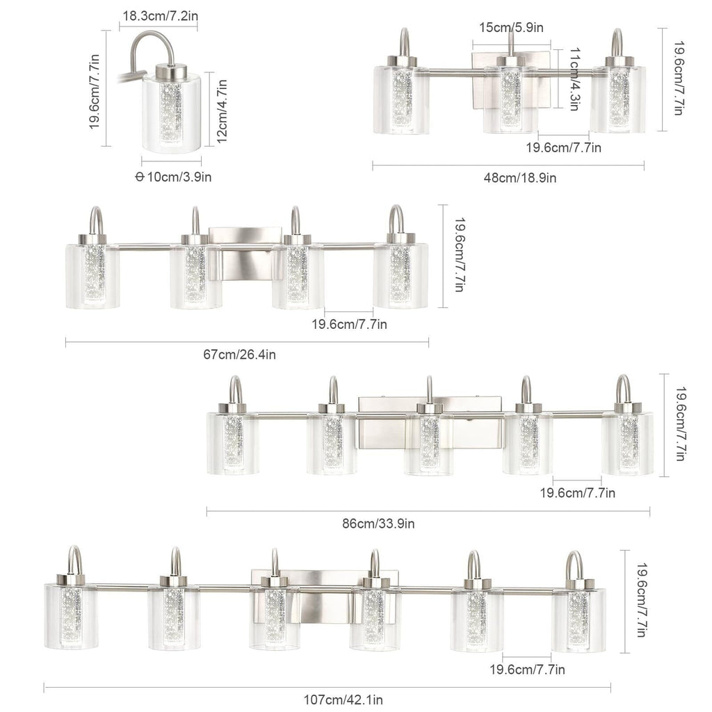 3/4/5/6 Light Brushed Nickel Bathroom Light Fixtures