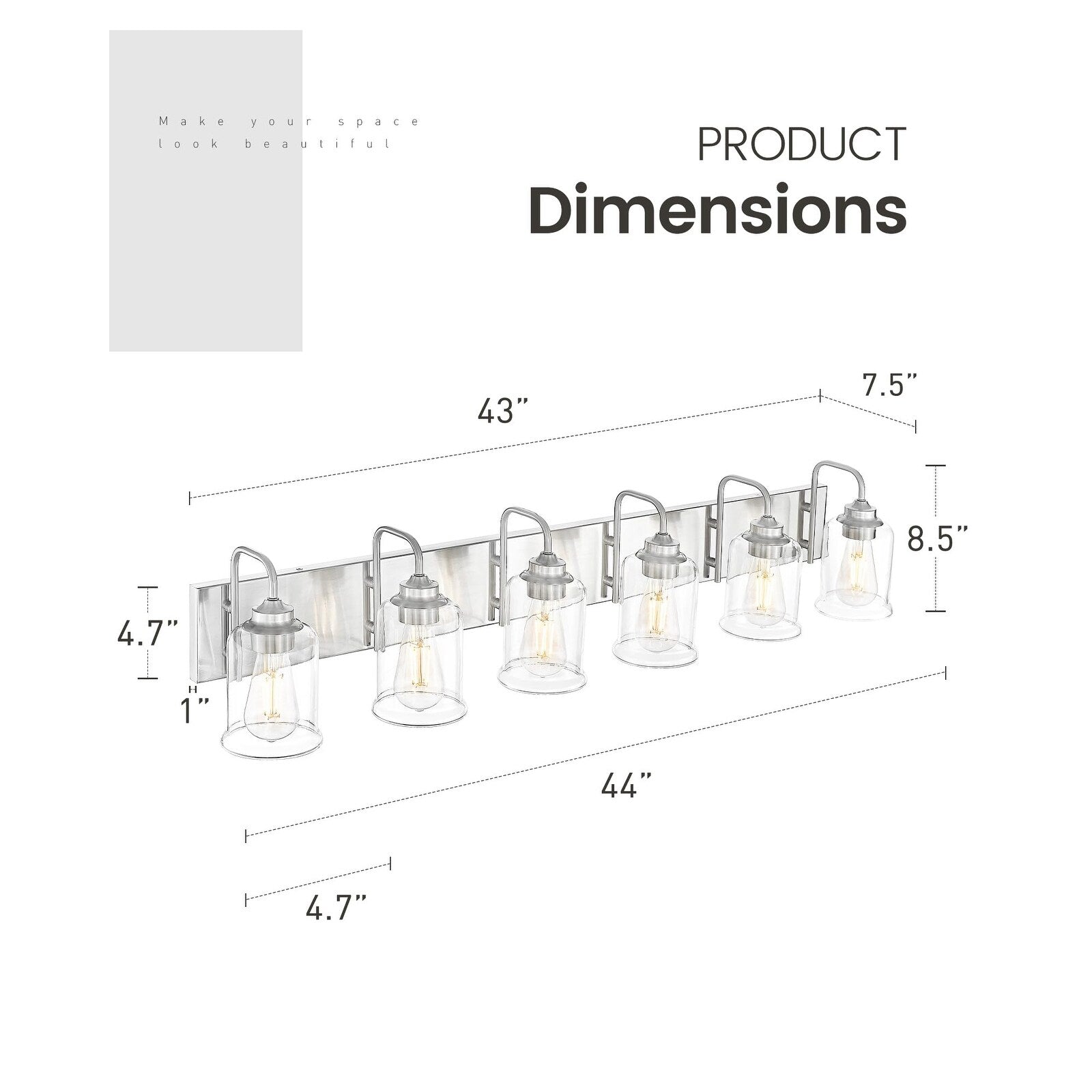 3/4/5/6-Light Modern Vanity Lights Over Mirror for Bathroom
