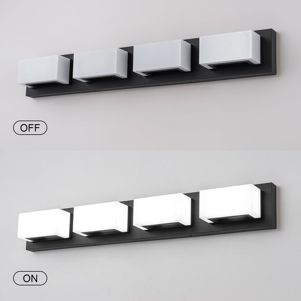 3/4/5-Light Dimmable Matte Black Modern Bathroom LED Vanity Light