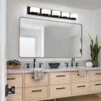 3/4/5-Light Dimmable Matte Black Modern Bathroom LED Vanity Light
