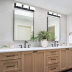 3/4/5-Light Dimmable Matte Black Modern Bathroom LED Vanity Light