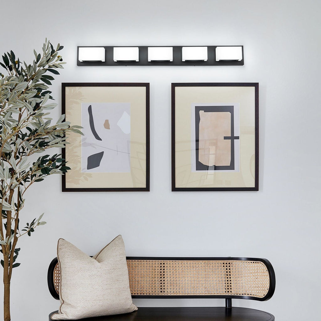 3/4/5-Light Dimmable Matte Black Modern Bathroom LED Vanity Light