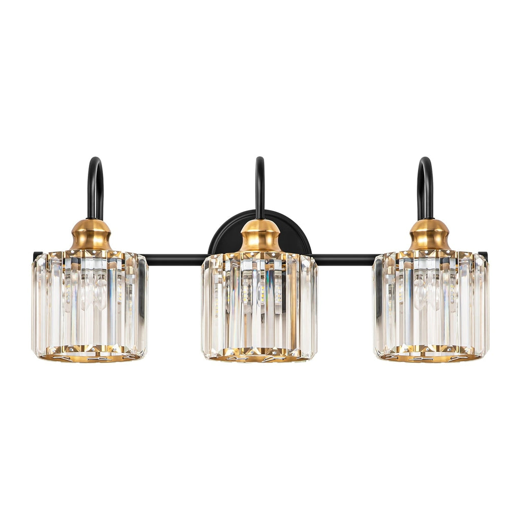 Applique murale de salle de bain moderne à 3/4 lumières, en cristal, à intensité variable, style glamour, linéaire, au-dessus du miroir