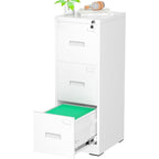 3 Drawer Metal Locking File Cabinet for Home Office, Rolling Cabinet Fully Assembled