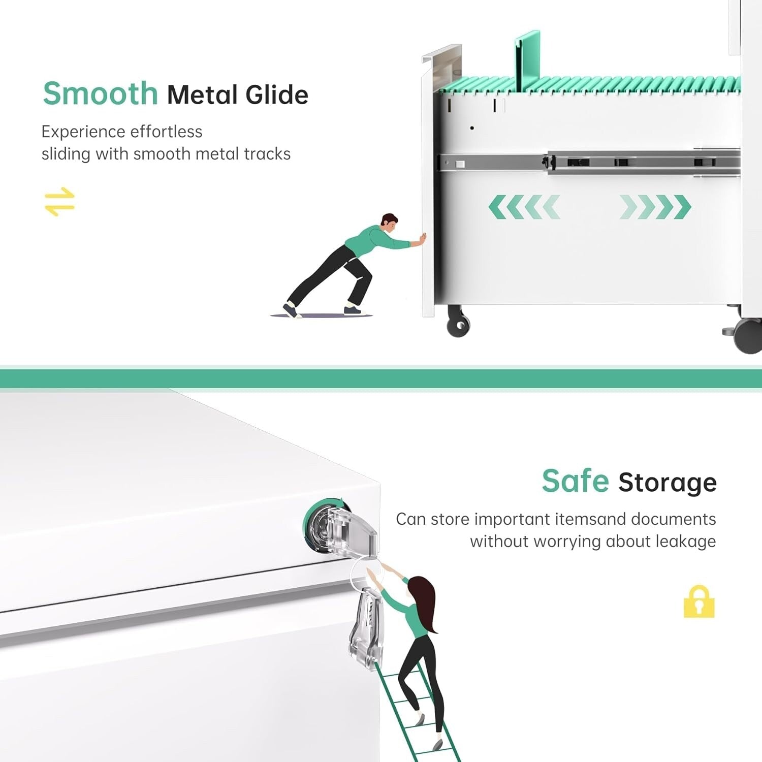 3 Drawer Metal Locking File Cabinet for Home Office, Rolling Cabinet Fully Assembled