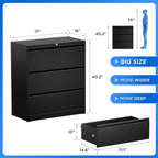 3 Drawer Metal Locking File Cabinet for Home Office, Rolling Cabinet Fully Assembled