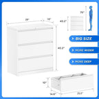 3 Drawer Metal Locking File Cabinet for Home Office, Rolling Cabinet Fully Assembled