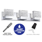 Applique murale à LED intégrée C Cattleya en acier inoxydable 3000 K avec abat-jour en verre artistique - Chrome